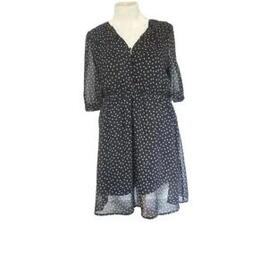 Ezra ace of spades sheer midi dress women size large cinch waist button up front